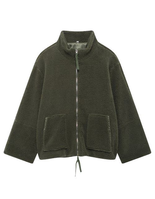 Load image into Gallery viewer, Turtleneck Zip Up Long Sleeve Plush Jacket

