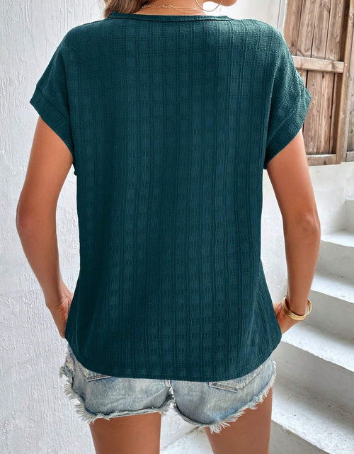 Load image into Gallery viewer, Textured Round Neck Short Sleeve Top
