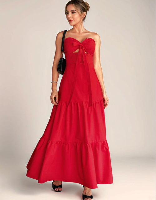 Load image into Gallery viewer, Twist Front Cutout Tiered Maxi Dress
