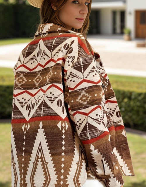 Load image into Gallery viewer, Geometric Button Up Long Sleeve Jacket

