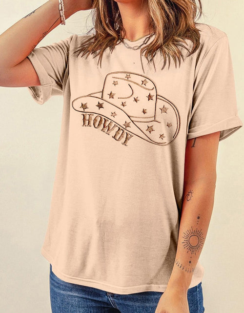 Load image into Gallery viewer, Hat Graphic Round Neck Short Sleeve T-Shirt
