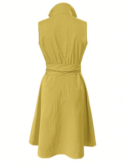 Load image into Gallery viewer, Tie Waist Sleeveless Midi Dress with Pockets
