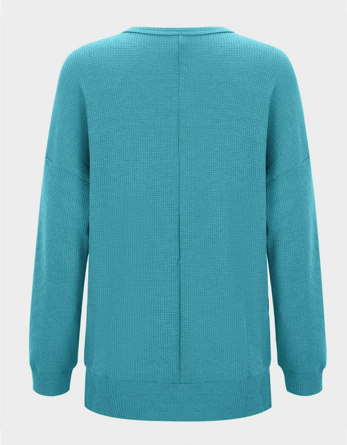 Load image into Gallery viewer, Side Slit Round Neck Long Sleeve T-Shirt
