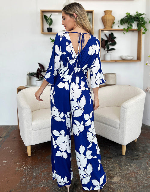 Load image into Gallery viewer, Double Take Full Size Printed Tie Back Wide Leg Jumpsuit
