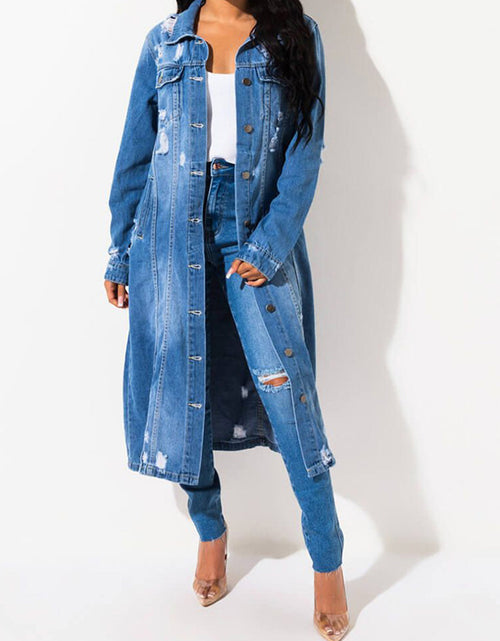 Load image into Gallery viewer, Long Sleeve Raw Hem Denim Jacket
