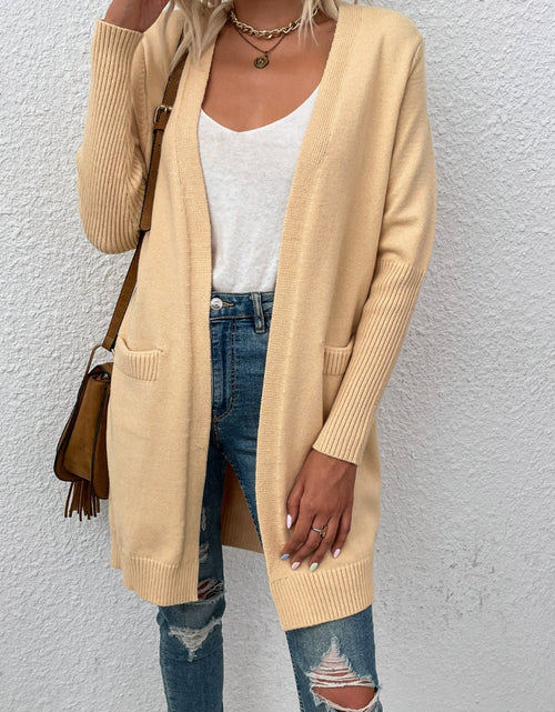 Load image into Gallery viewer, Open Front Long Sleeve Cardigan with Pockets
