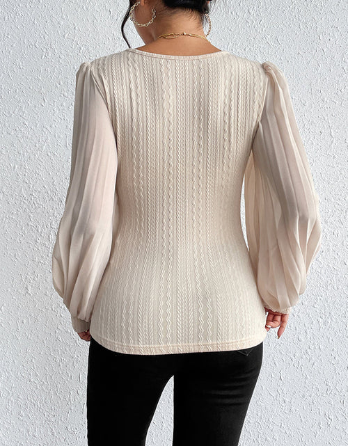Load image into Gallery viewer, Honey Pleated Puff Sleeve Round Neck Blouse
