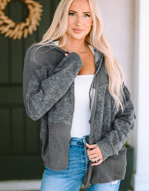 Load image into Gallery viewer, Zip-Up Drawstring Hooded Jacket
