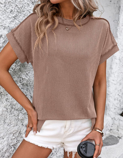 Load image into Gallery viewer, Mandy Striped Round Neck Short Sleeve T-Shirt
