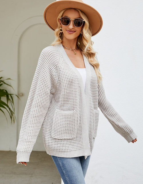 Load image into Gallery viewer, Open Front Long Sleeve Cardigan with Pockets
