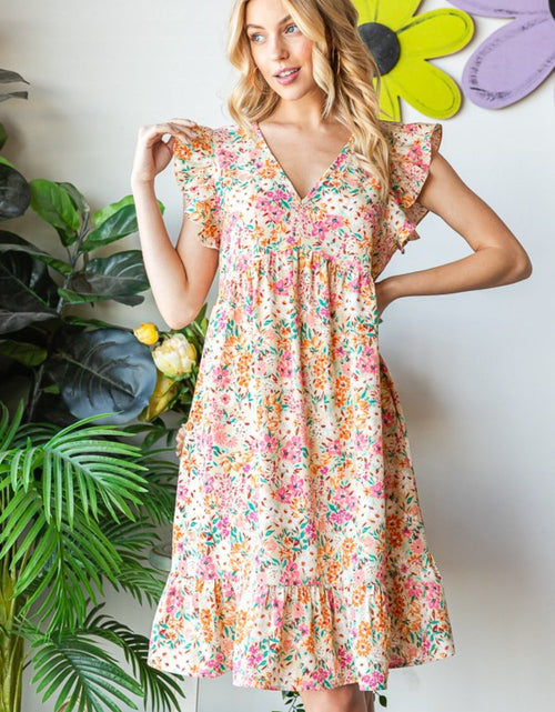 Load image into Gallery viewer, Heimish Full Size Floral Ruffled V-Neck Dress
