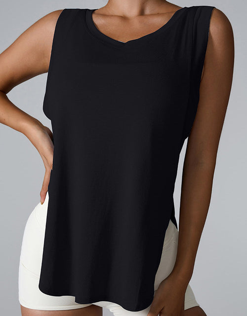 Load image into Gallery viewer, Slit Round Neck Active Tank
