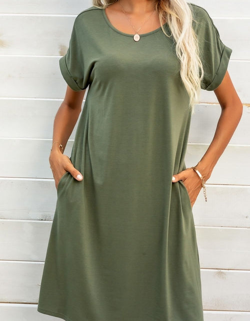 Load image into Gallery viewer, Scoop Neck Short Sleeve Pocket Dress
