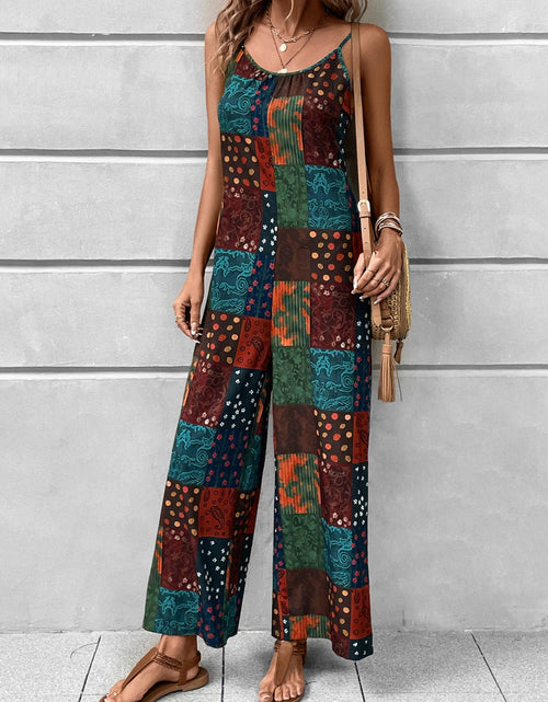 Load image into Gallery viewer, Printed Scoop Neck Spaghetti Strap Jumpsuit
