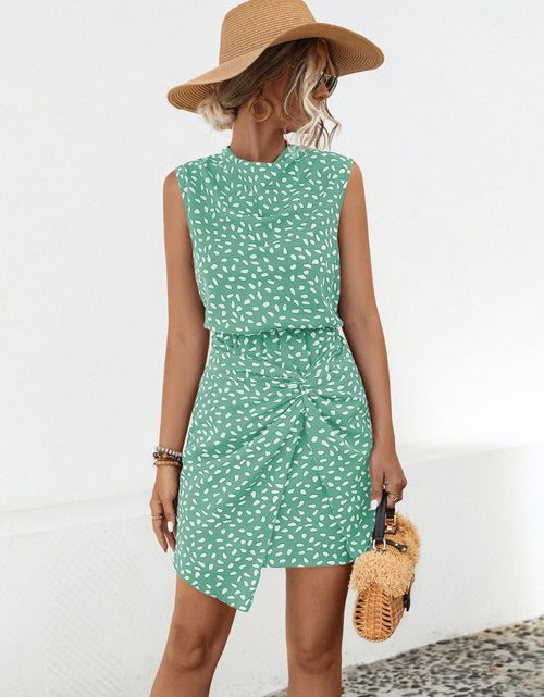 Load image into Gallery viewer, Twisted Printed Sleeveless Mini Dress
