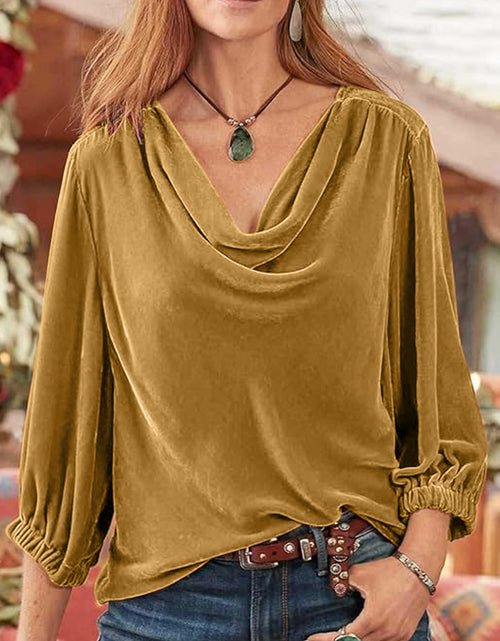 Load image into Gallery viewer, Cowl Neck Three-Quarter Sleeve Top
