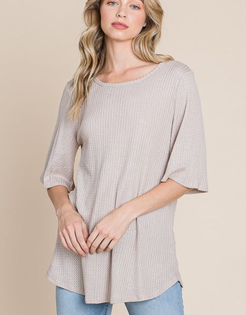 Load image into Gallery viewer, BOMBOM Round Neck Waffle Knit T-Shirt

