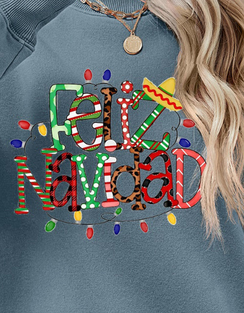 Load image into Gallery viewer, FELIZ NAVIDAD Round Neck Drop Shoulder Sweatshirt
