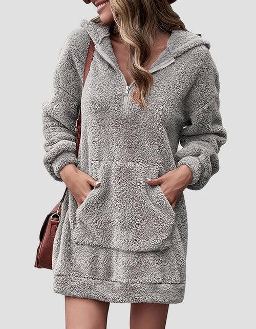 Load image into Gallery viewer, Half Zip Dropped Shoulder Oversized Hoodie
