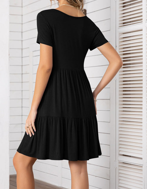 Load image into Gallery viewer, Round Neck Short Sleeve Mini Tee Dress

