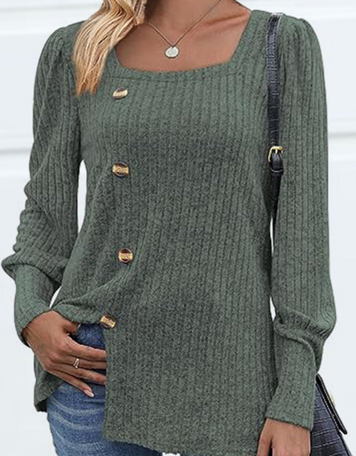 Load image into Gallery viewer, Decorative Button Square Neck Top
