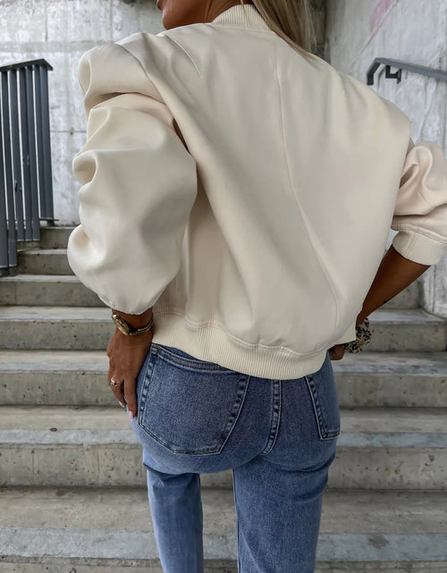 Load image into Gallery viewer, Baseball Collar Dropped Shoulder Jacket
