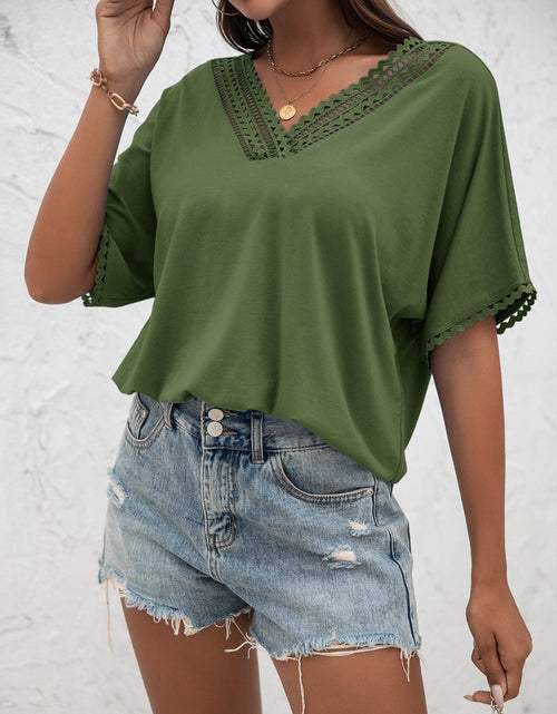 Load image into Gallery viewer, Ivy Lane Lace Detail V-Neck T-Shirt
