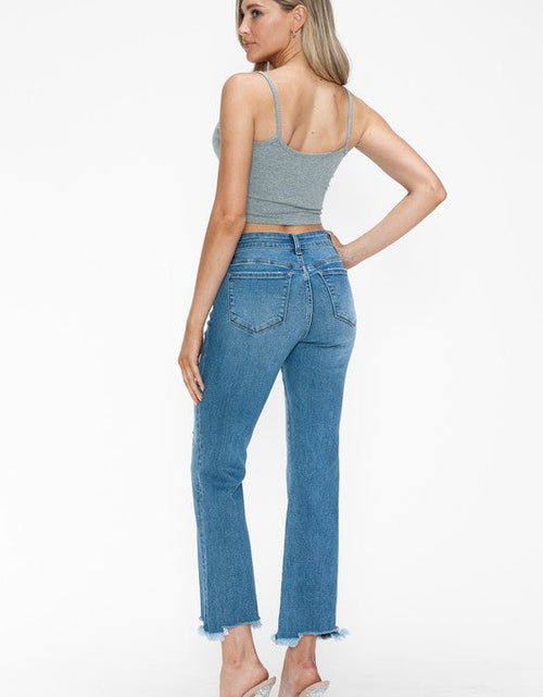Load image into Gallery viewer, bytos Raw Hem Distressed Mid Rise Crop Jeans
