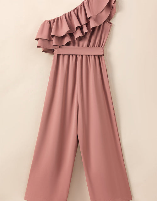 Load image into Gallery viewer, Ruffled Tied One-Shoulder Jumpsuit
