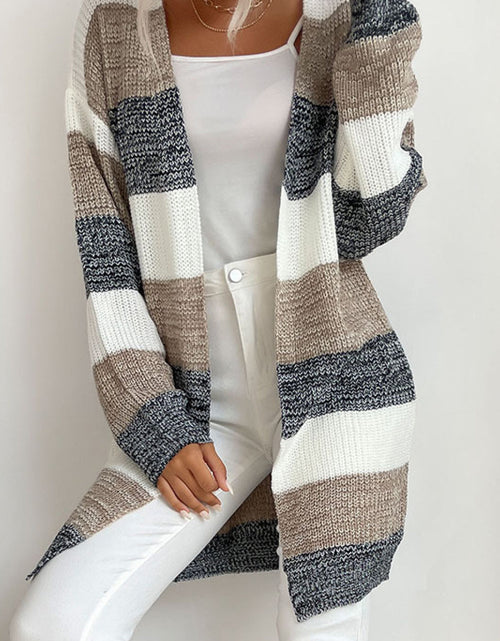 Load image into Gallery viewer, Perfee Striped Long Sleeve Duster Cardigan
