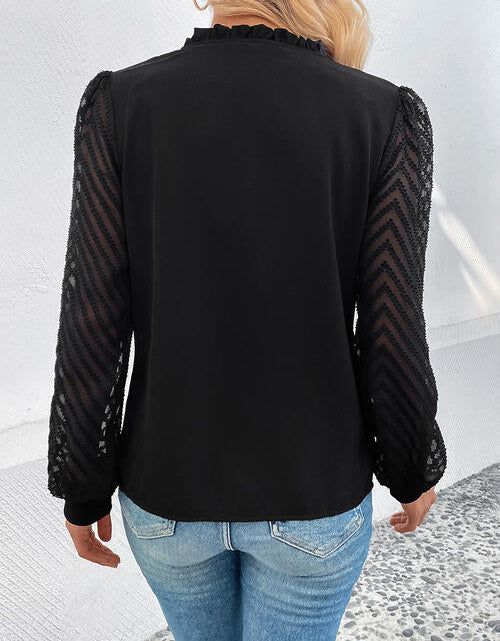 Load image into Gallery viewer, Mesh V-Neck Button Front Blouse
