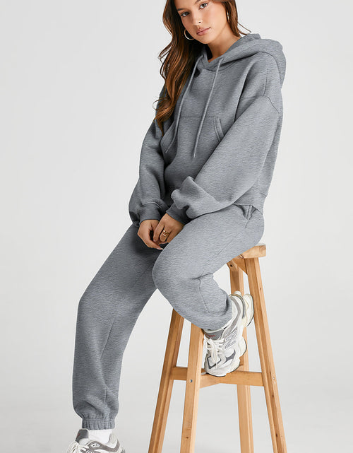 Load image into Gallery viewer, Dropped Shoulder Hooded Top and Pants Active Set

