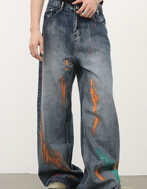Load image into Gallery viewer, Men's Splash Print Wide Leg Jeans
