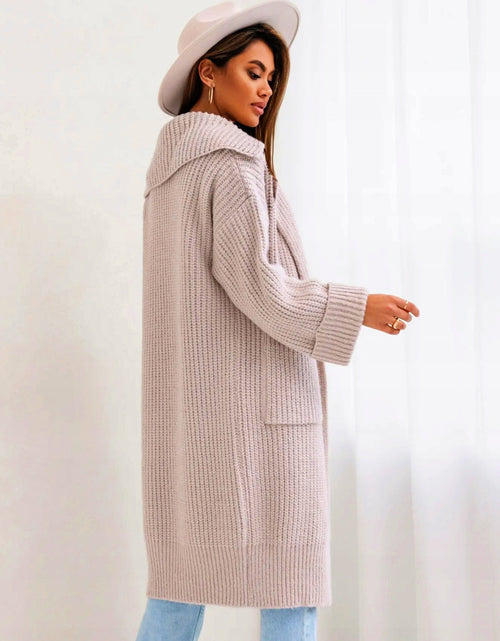 Load image into Gallery viewer, Pocketed Collared Neck Dropped Shoulder Cardigan
