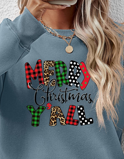 Load image into Gallery viewer, Letter Graphic Round Neck Long Sleeve Sweatshirt
