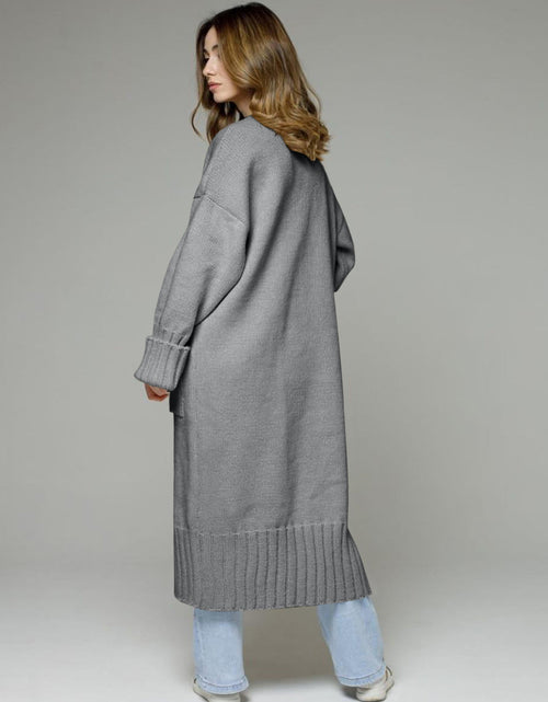 Load image into Gallery viewer, Pocketed Open Front Dropped Shoulder Cardigan
