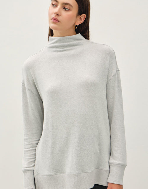 Load image into Gallery viewer, Be Cool Side Slit Mock Neck Long Sleeve Tunic Top
