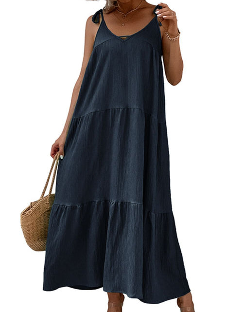 Load image into Gallery viewer, Perfee Tie-Shoulder Tiered Maxi Dress
