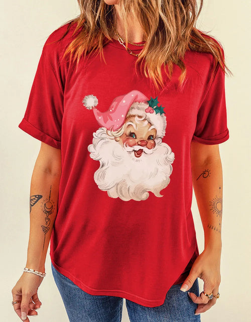 Load image into Gallery viewer, Santa Round Neck Short Sleeve T-Shirt

