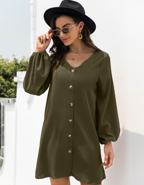 Load image into Gallery viewer, V-Neck Long Sleeve Mini Dress
