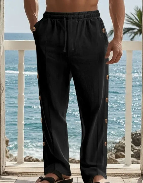 Load image into Gallery viewer, Men's Full Size Side Button Wide Leg Pants Plus Size
