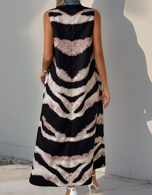 Load image into Gallery viewer, Perfee Printed Notched Sleeveless Dress
