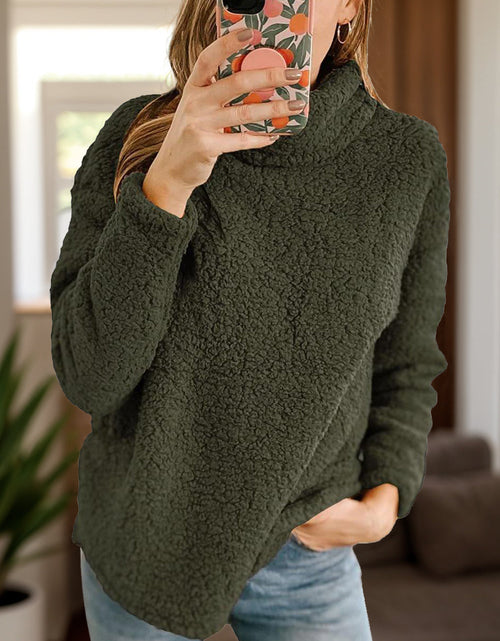 Load image into Gallery viewer, Fuzzy Turtleneck Long Sleeve Sweatshirt

