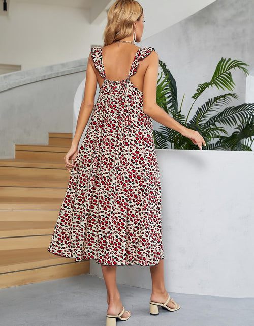 Load image into Gallery viewer, Printed Ruffled Sleeveless Midi Dress
