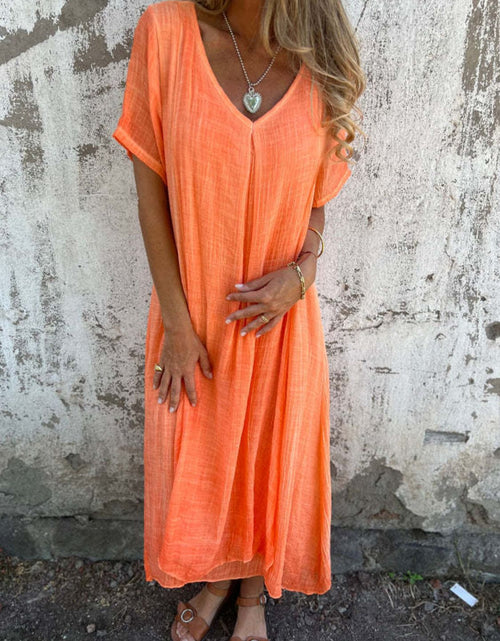 Load image into Gallery viewer, Full Size V-Neck Short Sleeve Midi Dress Plus Size
