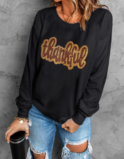 Load image into Gallery viewer, THANKFUL Round Neck Long Sleeve Sweatshirt
