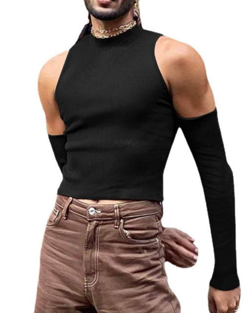 Load image into Gallery viewer, Men's Full Size Mock Neck Cold Shoulder T-Shirt Plus Size
