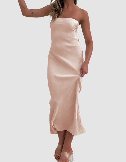 Load image into Gallery viewer, Lace-Up Back Tube Maxi Dress

