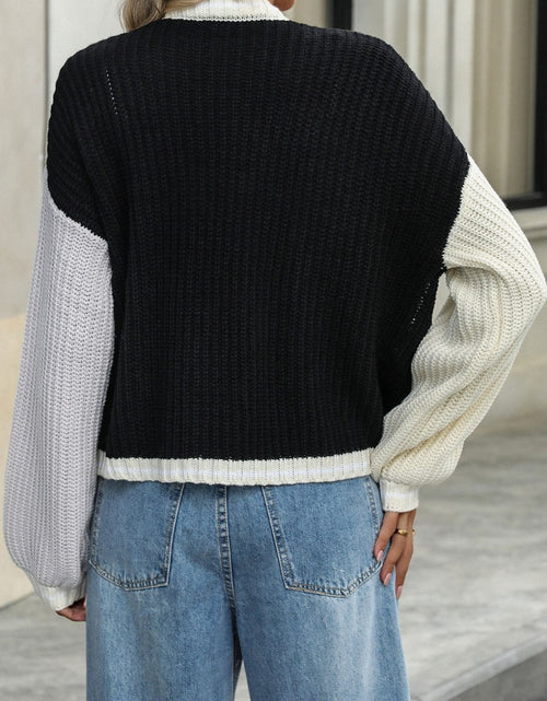 Load image into Gallery viewer, Contrast Open Front Long Sleeve Cardigan
