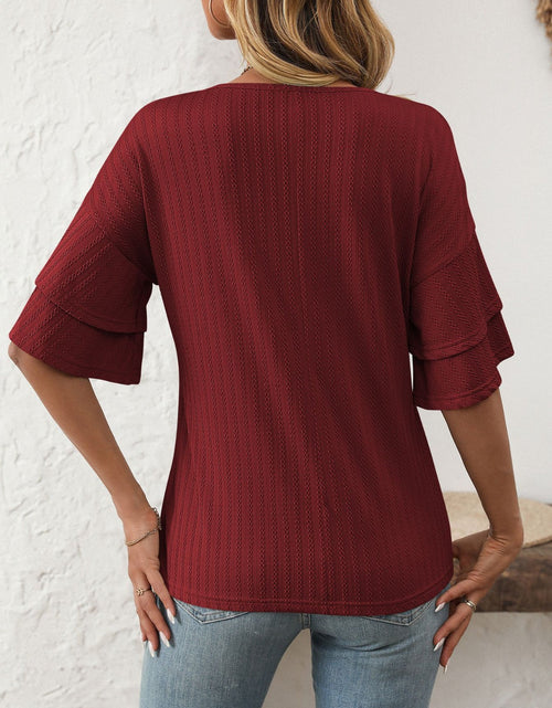 Load image into Gallery viewer, Mandy V-Neck Ruffle Half Sleeve Top
